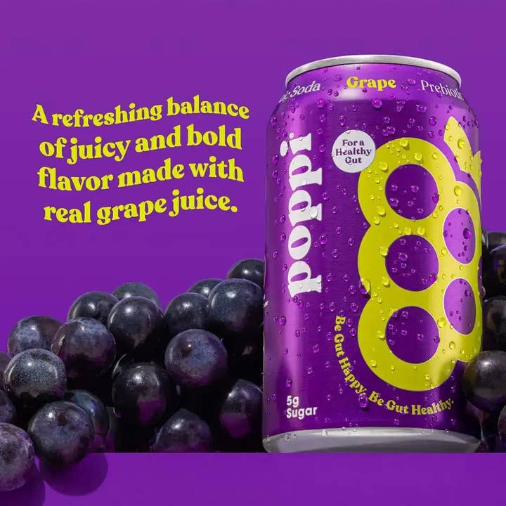 Echo Sales Canada - Wholesale Soda/Carbonated Drink - POPPI Sparkling Prebiotic Grape Soda, case 12ct