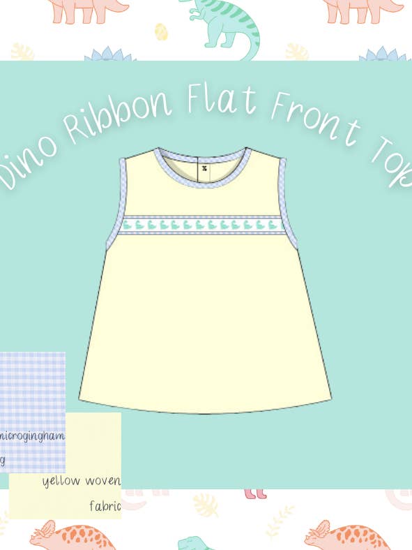 Dino Ribbon Boys Flat Front Top for wholesale by The Seaside Proper Children’s Company