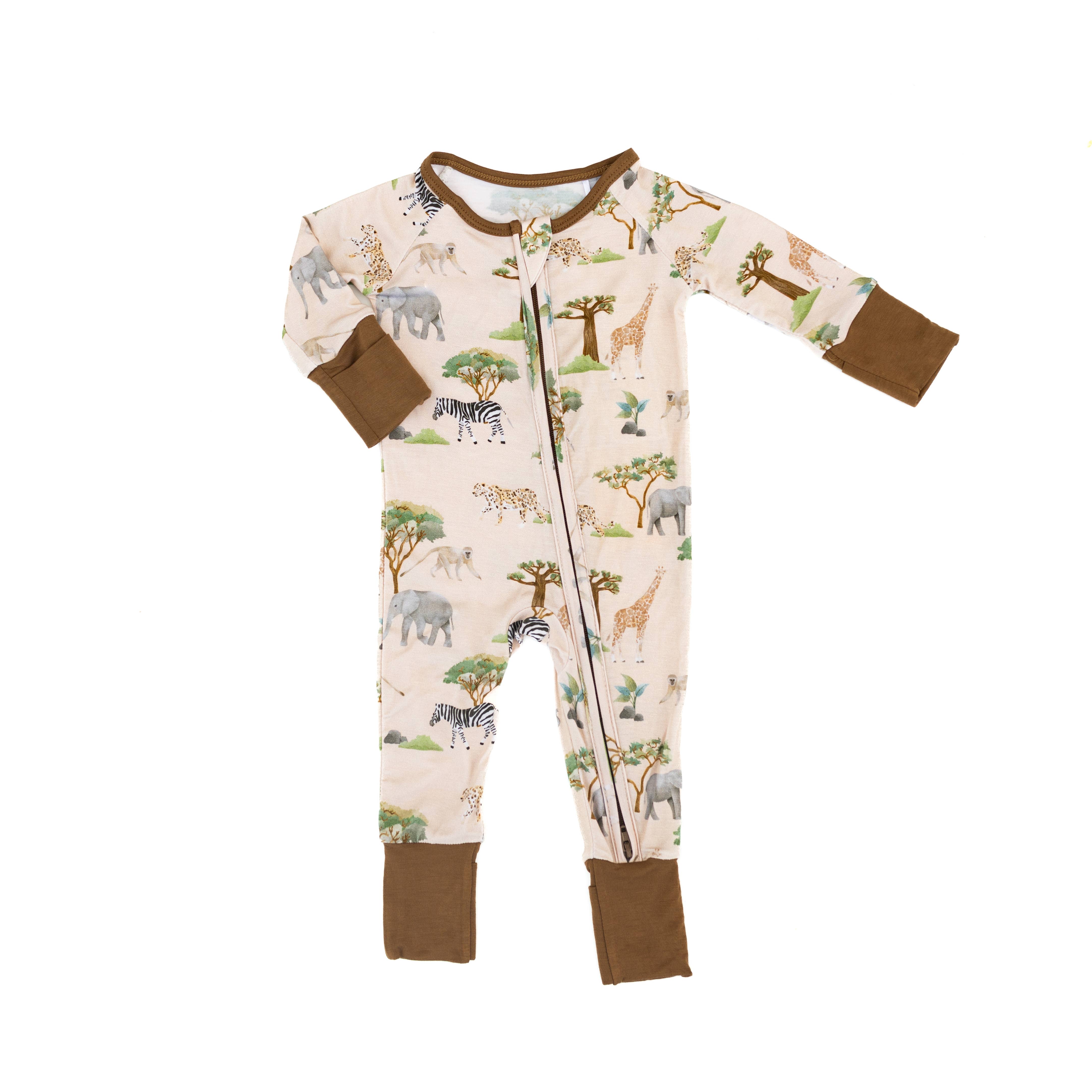 Baby Blues And Pink LLC - Wholesale Sleepsuit - Baby - Serengeti Sand-Bamboo Zipper Pajama0