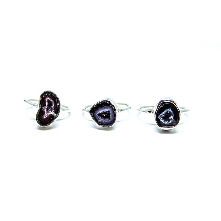 Quasar Gems USA - Wholesale Single Stone/Solitaire Ring - Geode Druzy Ring Sterling Silver