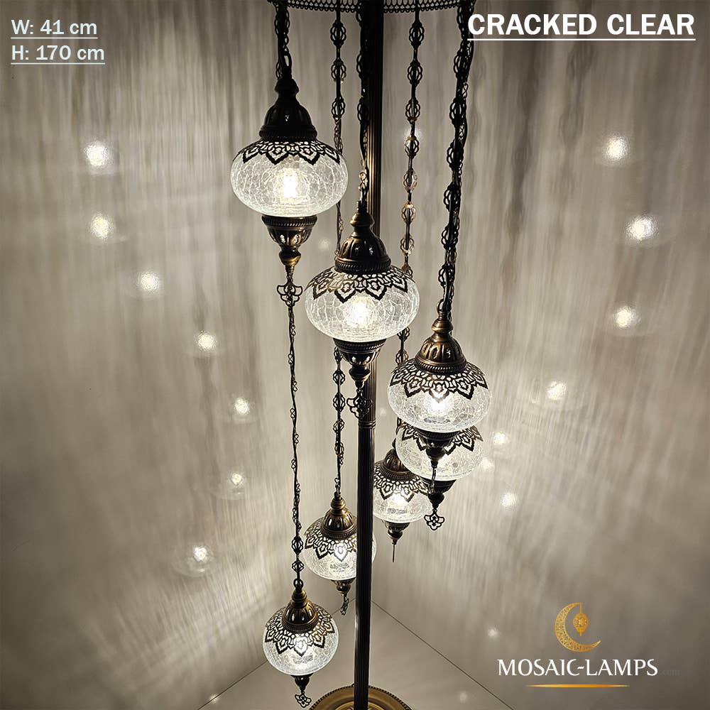 Mosaic Lamps – Engroshandel Gulvlampe – 7 Cracked Clear Globe tyrkiske gulvlamper, Stue Bedsi11