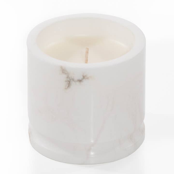 Andaluca - Wholesale Jar/Filled Candle - Palo Santo Scented White Marble Candle6