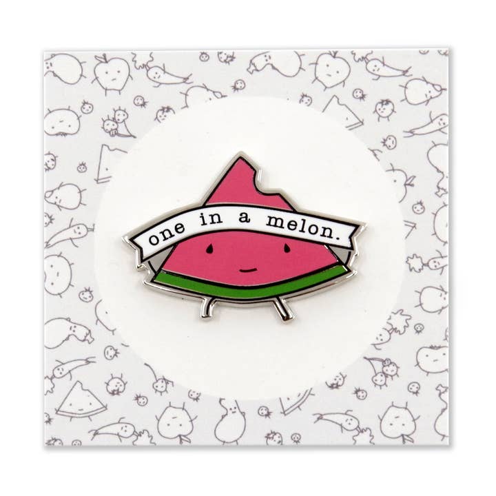 One in a Melon Hard Enamel Pin for wholesale by eleventy-five