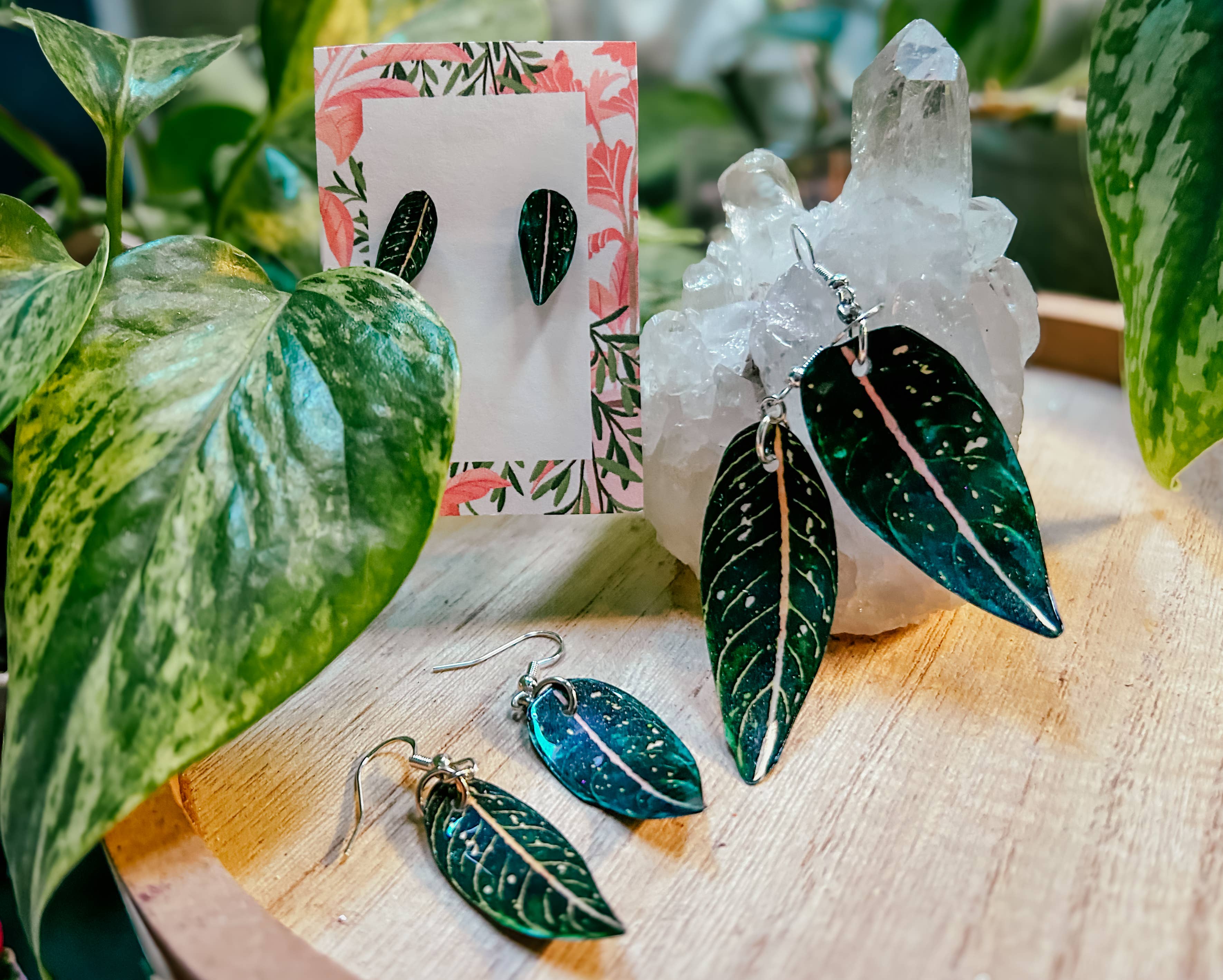 hethr - Wholesale Dangle Earrings - Aglaonema Earring, Magnet, Pin, Decor, Plant Lovers, Leaf2