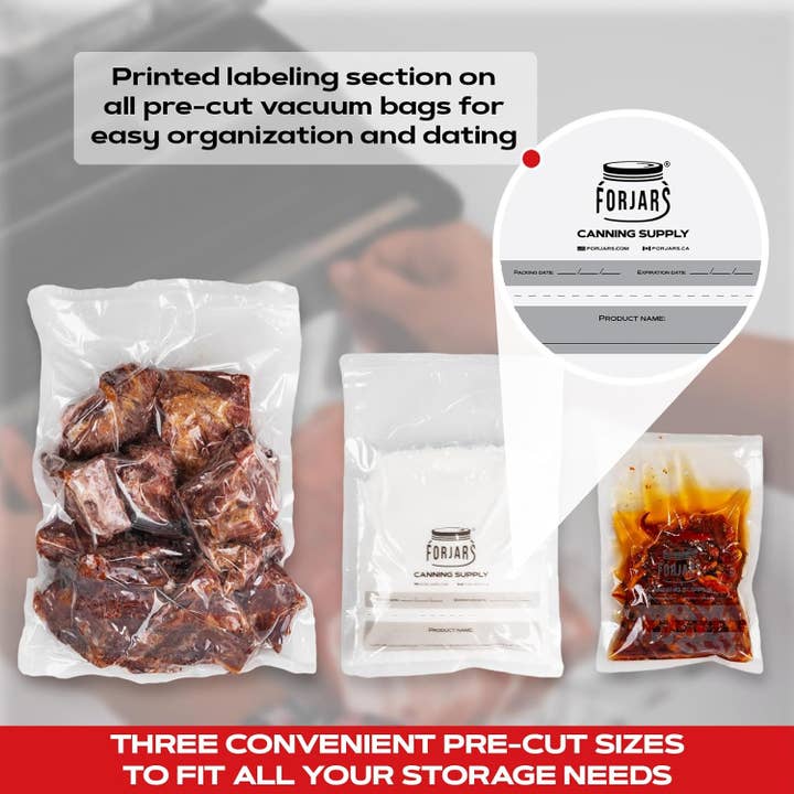 FORJARS – Engroshandel Indpakning/pose til opbevaring af mad – 100 tællinger 11x16 vakuumforseglingsposer5