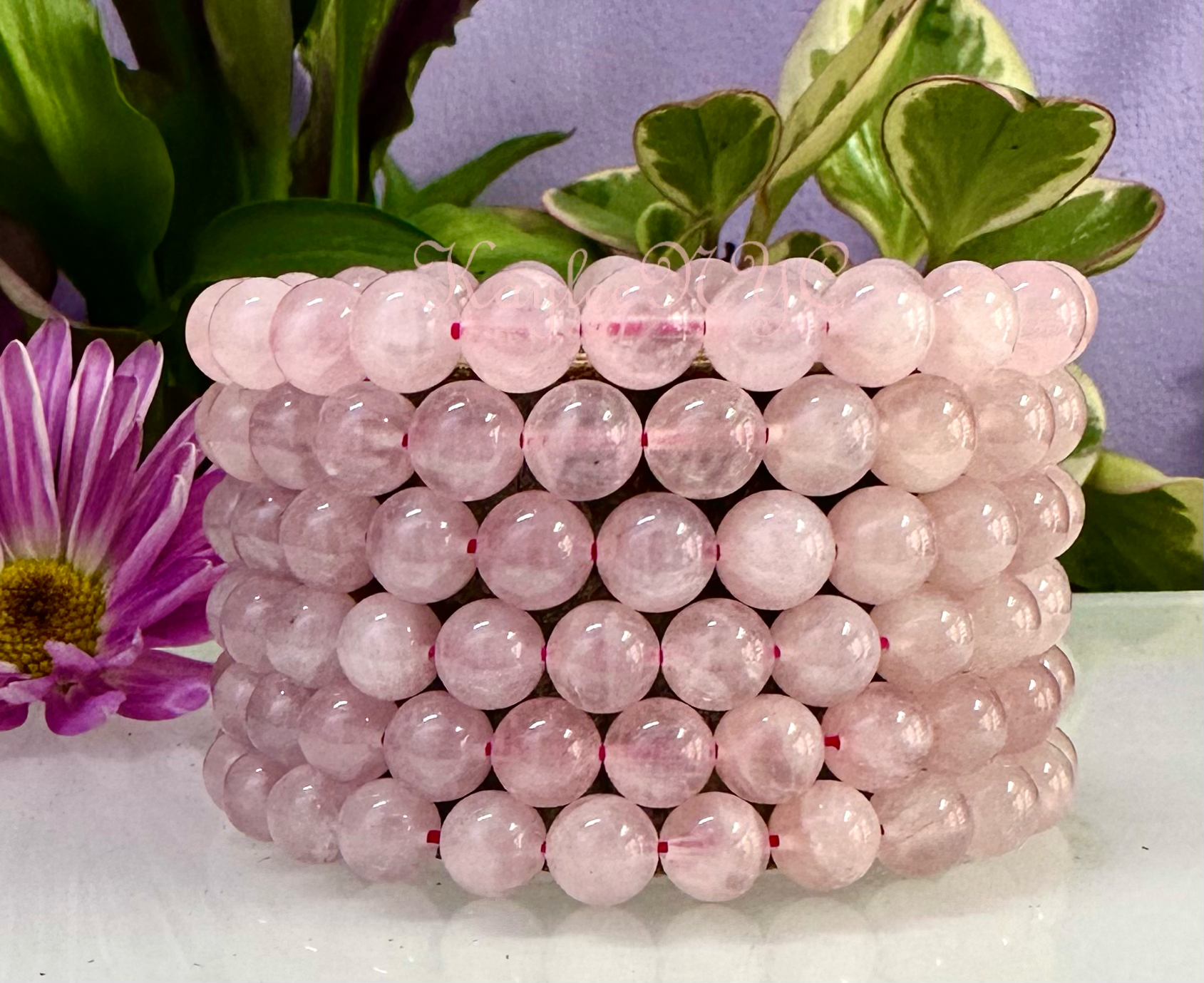 KayleeNYC - Wholesale Beaded Bracelet - Natural Rose Quartz 8mm 7.5” Crystals Healing Energy 11