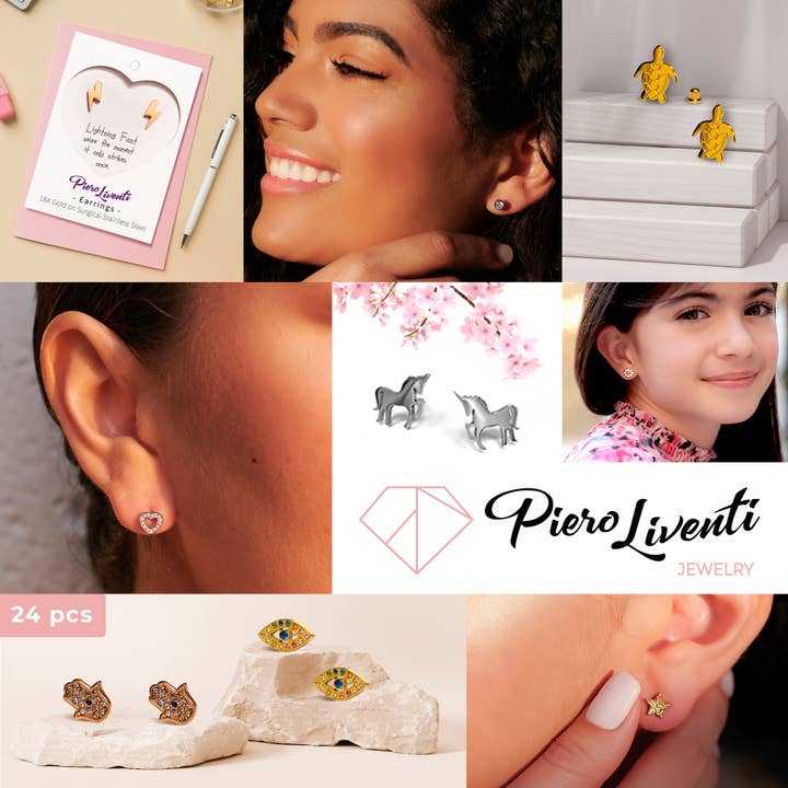 Everyday Earrings - 24 Pcs Assortment for wholesale by Liventi Jewelry