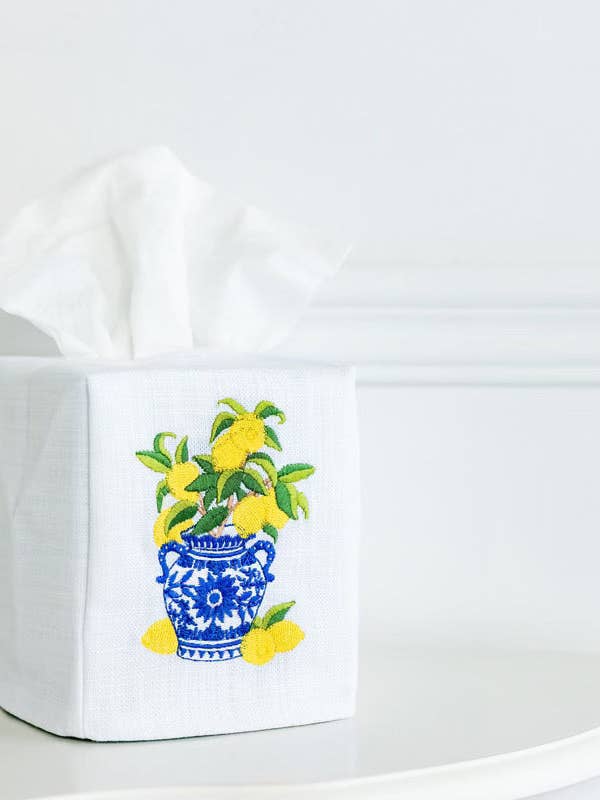 Tissue Box Cover, Lemons Ginger Jar for wholesale by Jacaranda Living