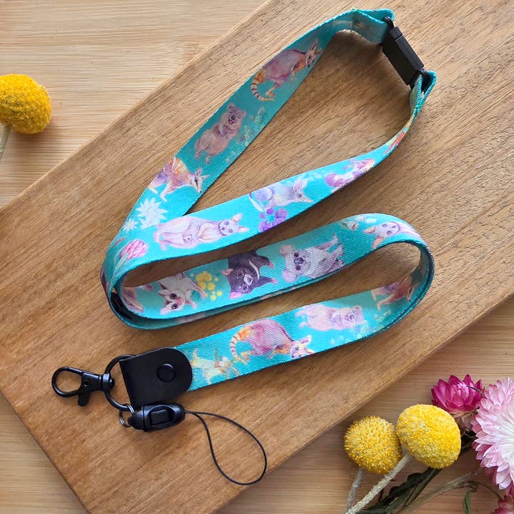Milieuvriendelijke Lanyard – Australische Dieren Groene Lanyard voor wholesale door Watercolour By Cat