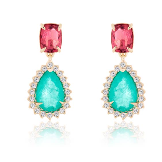 Aqua Pink Petal Confetti Danglers for wholesale by VIVA VIDA