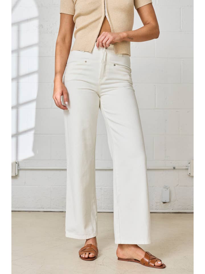 White PP18380 - Elena Straight Fit Pants for wholesale on Faire