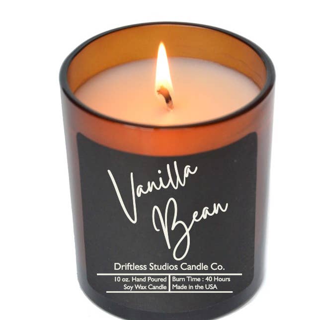 Driftless Studios - Wholesale Jar/Filled Candle - Vanilla Bean Soy Candle - 10 oz. Jar With Lid Black Label2