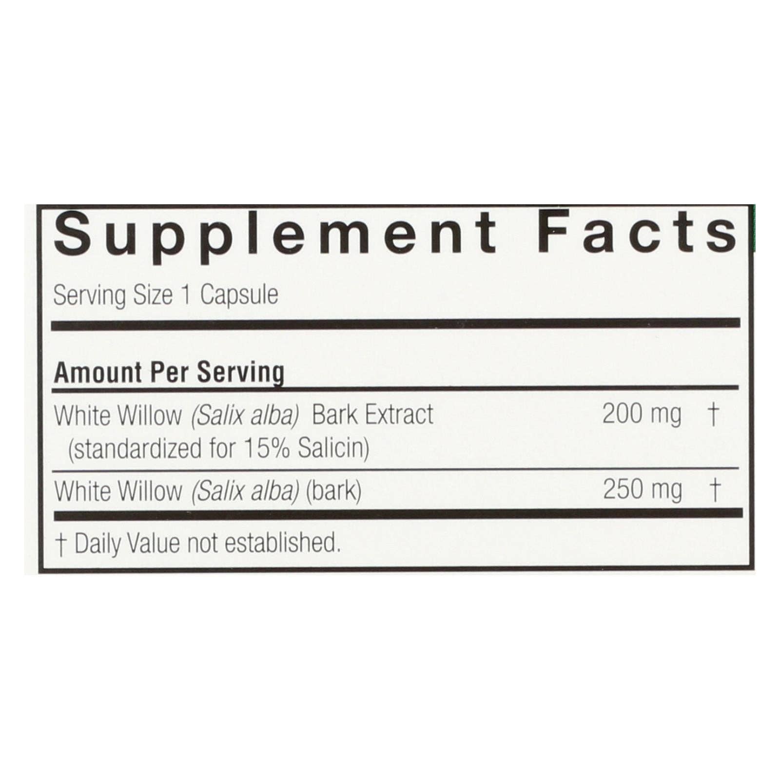 Everyday Supply Co - Wholesale Oral Supplement/Vitamin - Nature's Answer - White Willow Bark Standardized - 60 vcaps1