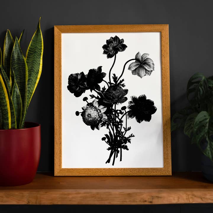 Black and White Vintage Bouquet 2 for wholesale by Ink & Drop