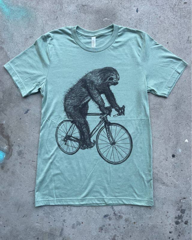 Dark Cycle Clothing – Engroshandel T-shirt med print - Herre – Dovendyr på en cykel herre/unisex skjorte3