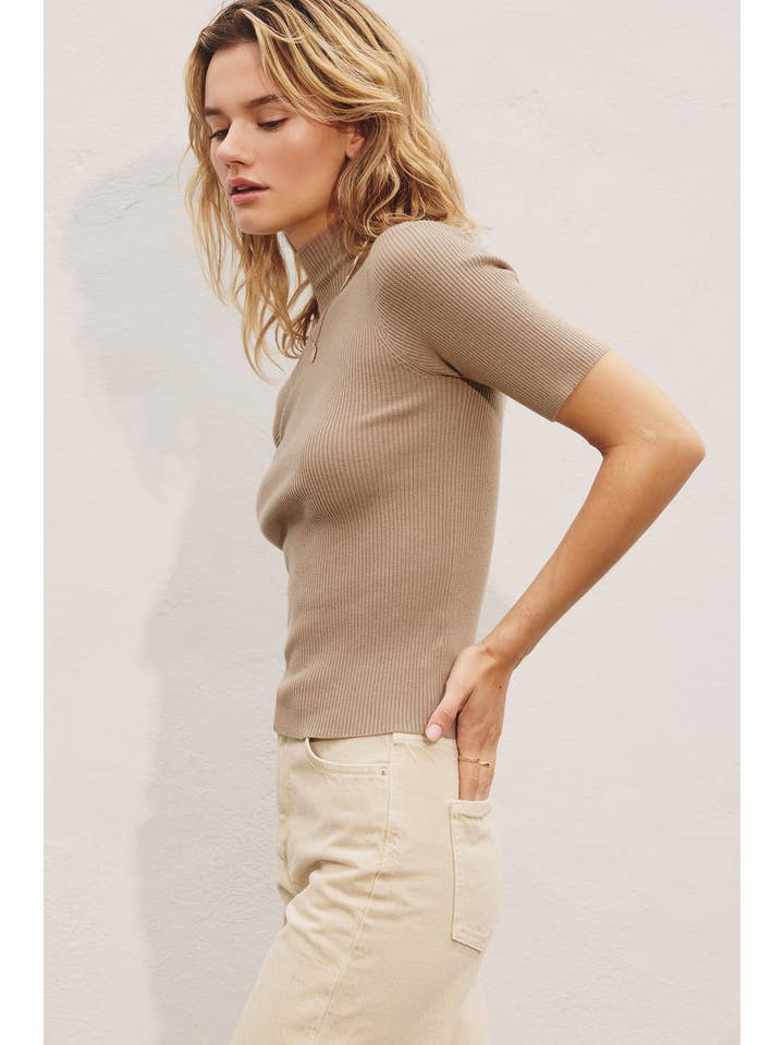 Dress Forum - Wholesale Knit Top - Women's - Mock Neck Short Sleeve Sweater5