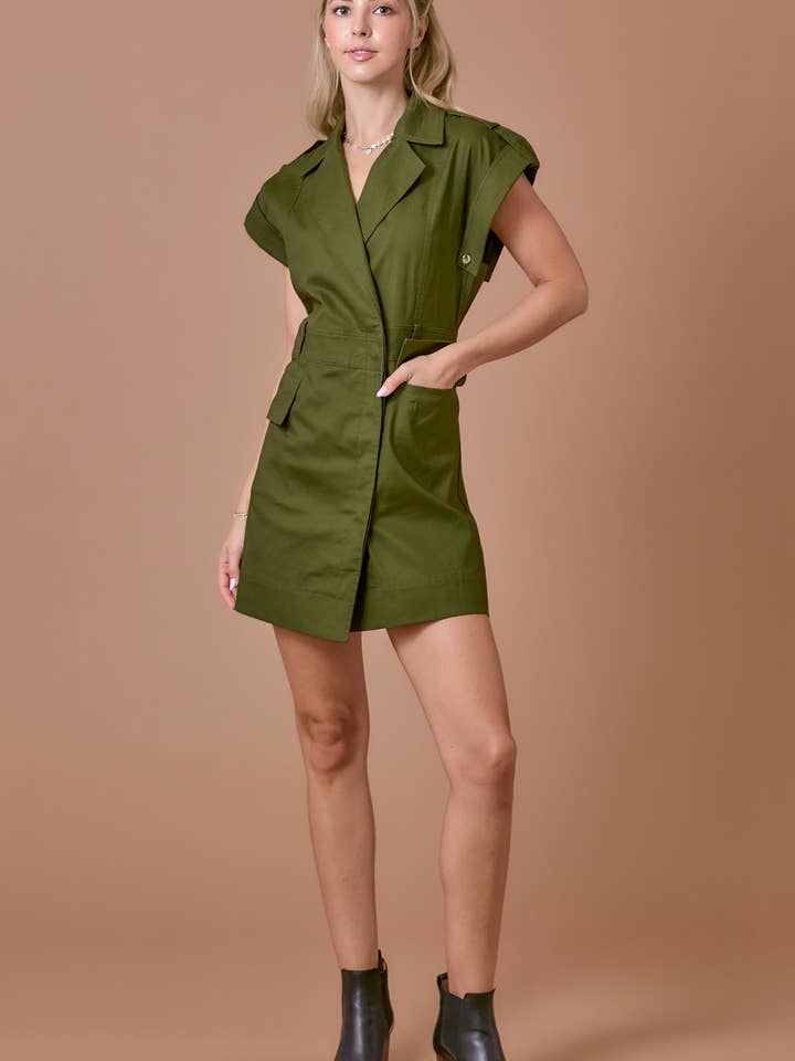 BABY PINK - Wholesale Dress - Women's - Notched lapel short sleeve dress26