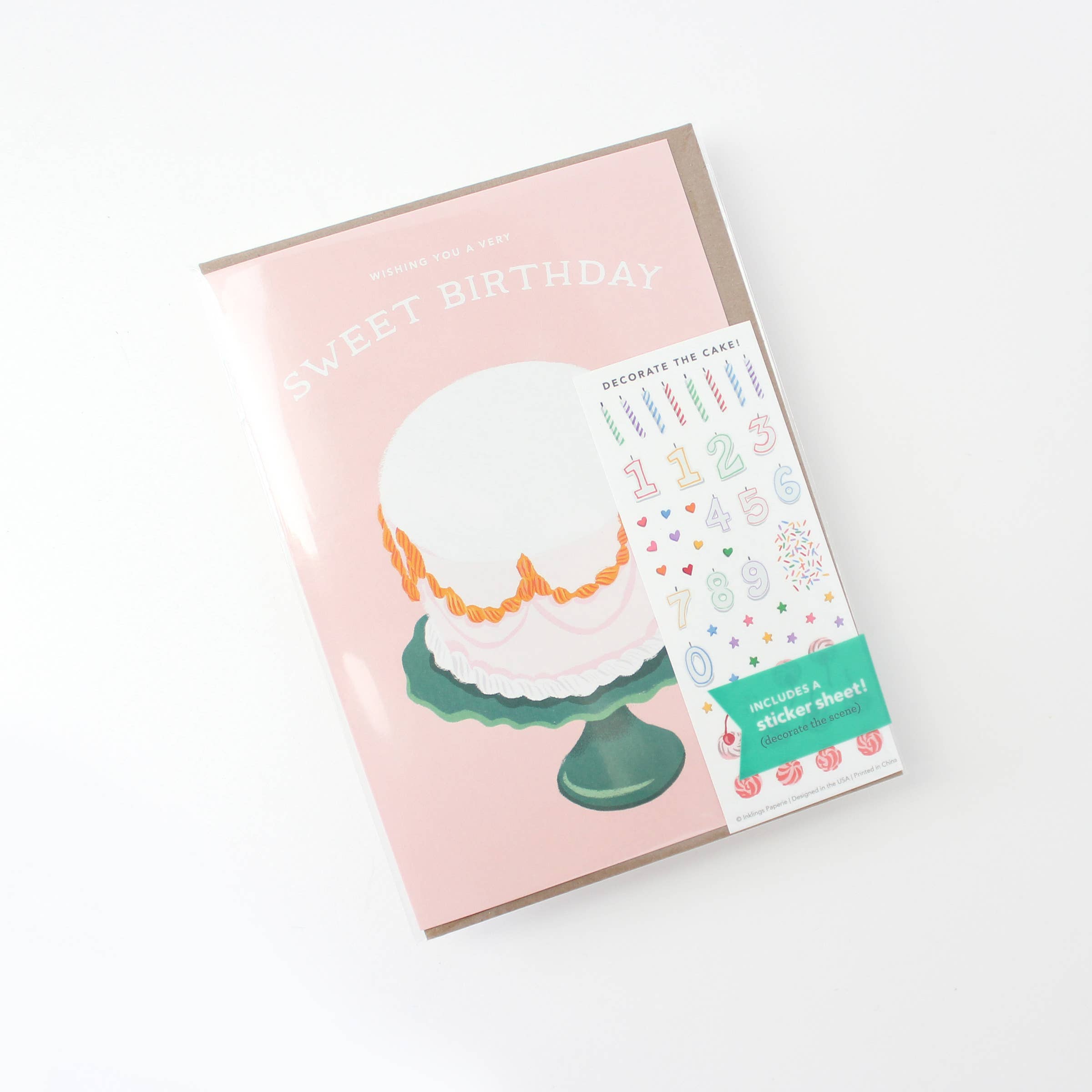 Inklings Paperie - Wholesale Birthday Card - Sticker Scene Card - Decorate a Cake1