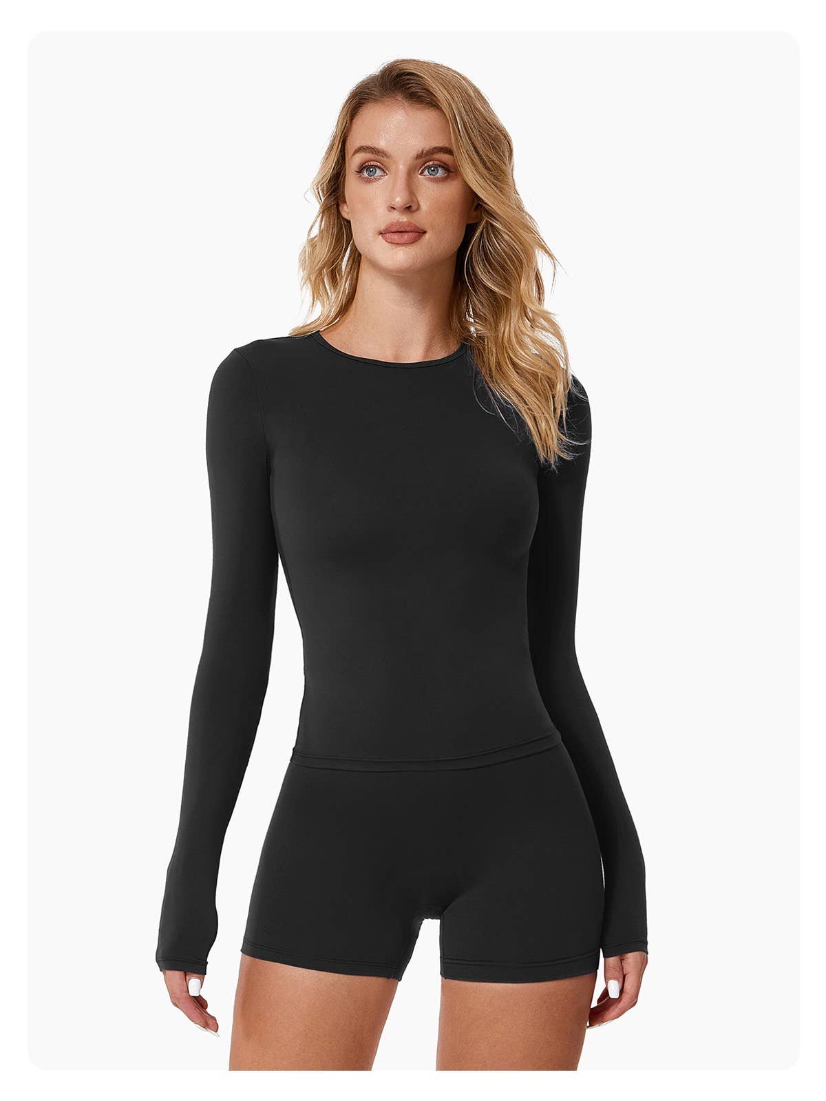 Mantra Active - Wholesale Activewear Set - Women's - Abigail Long Sleeve Top & High Waist Shorts Activewear Set7