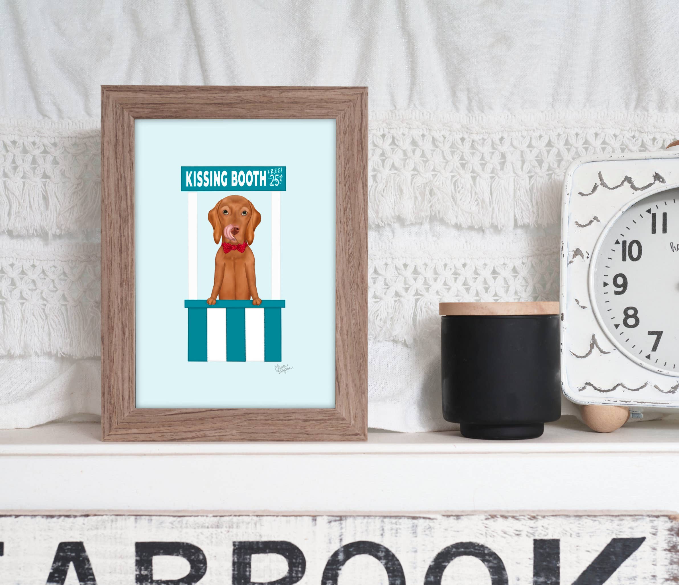 Laura Bergsma Studio - Wholesale Art Print - Vizsla Dog Art Print, Kissing Booth5