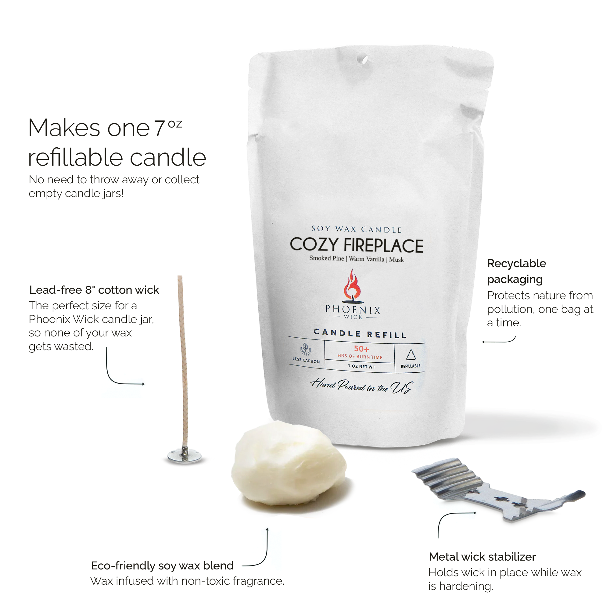 Phoenix Wick – Kit de artesanato DIY por atacado – Lareira Aconchegante - Kit de Velas7