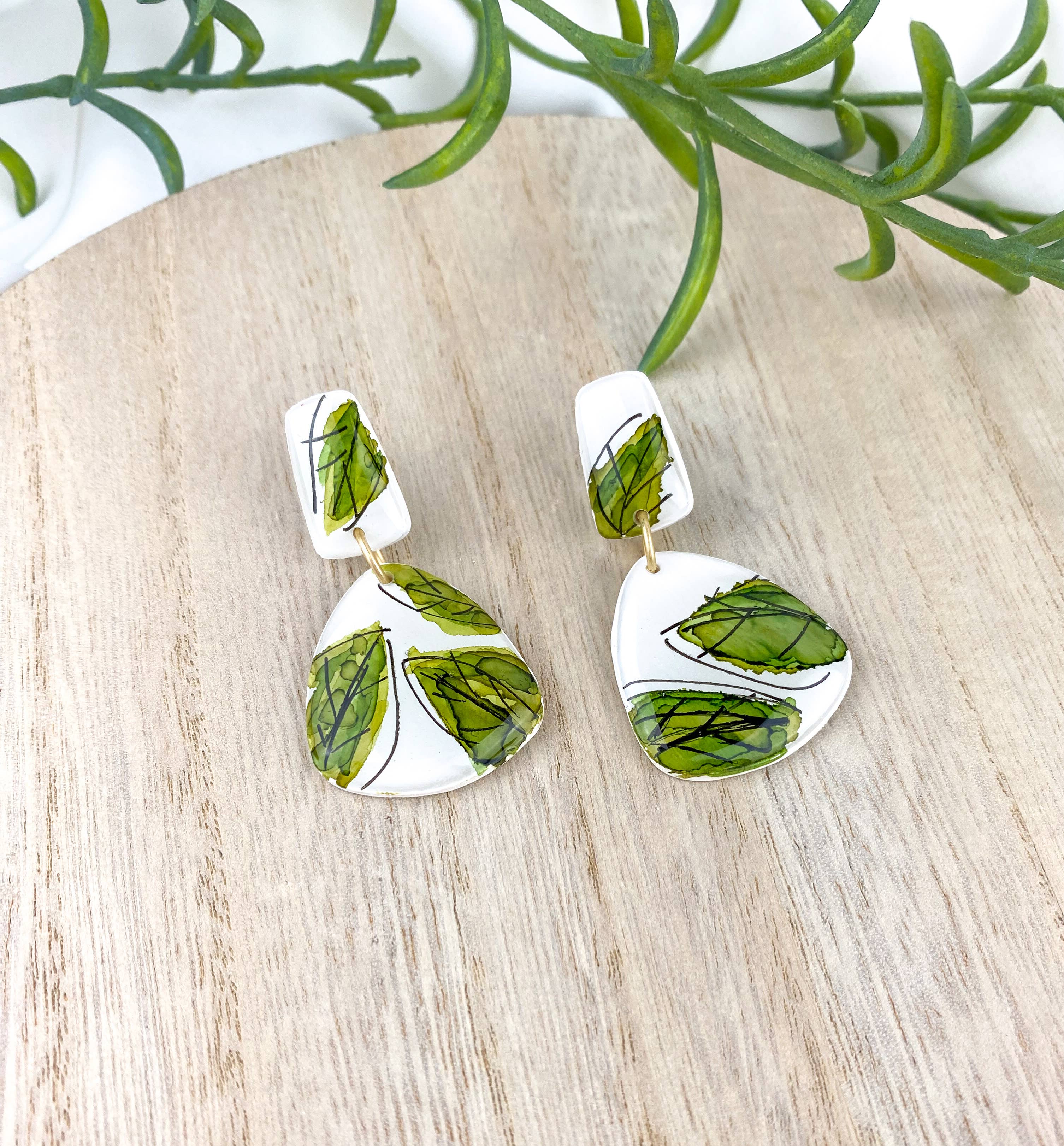 Light Shine - Wholesale Dangle Earrings - Hand Painted Sketchy Flower Clay Earring | Statement Drop2