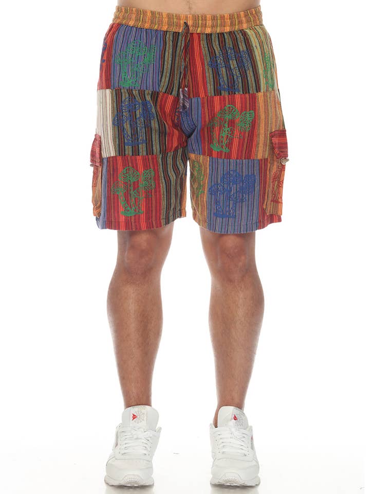 Pantaloncini Boho Hippie in cotone con patch Stonewash per la vendita all'ingrosso da parte di The Collection Royal / Royal Handicrafts