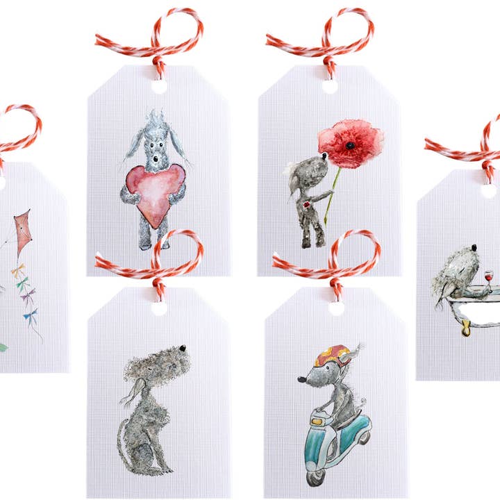 Lot de 6 étiquettes cadeaux - Assortiment de 6 motifs de chiens différents pour la vente par The Quaint and Quirky