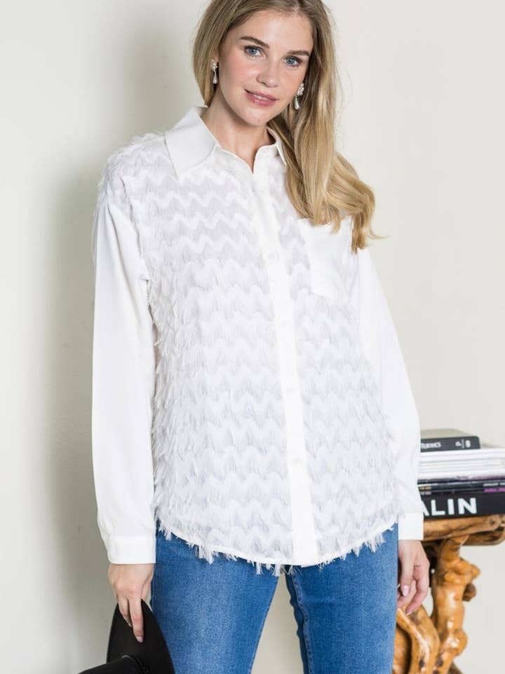 Chemise Tissée à Plumes Weena pour la vente par Joh Apparel