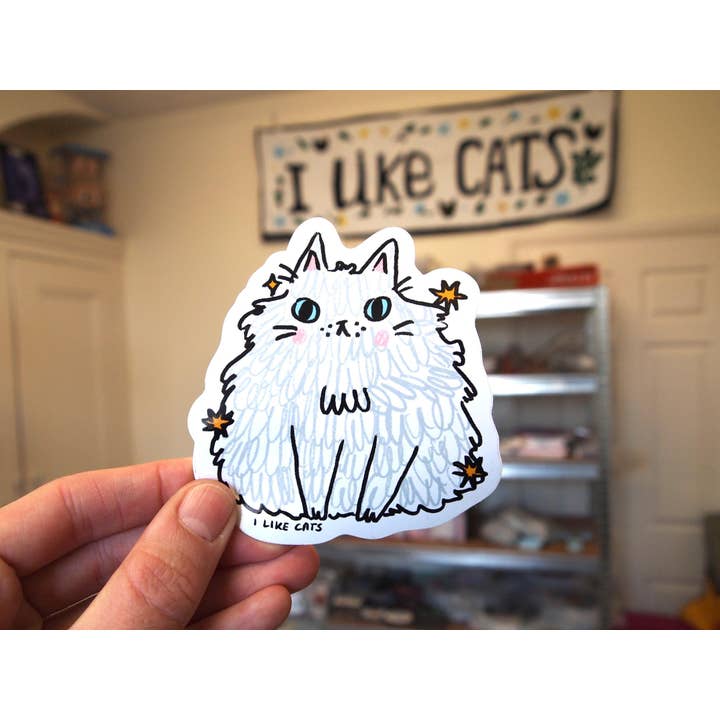 I LIKE CATS - Wholesale Sticker - Hairy Fluffy Cat Illustrated Vinyl Decal Sticker3