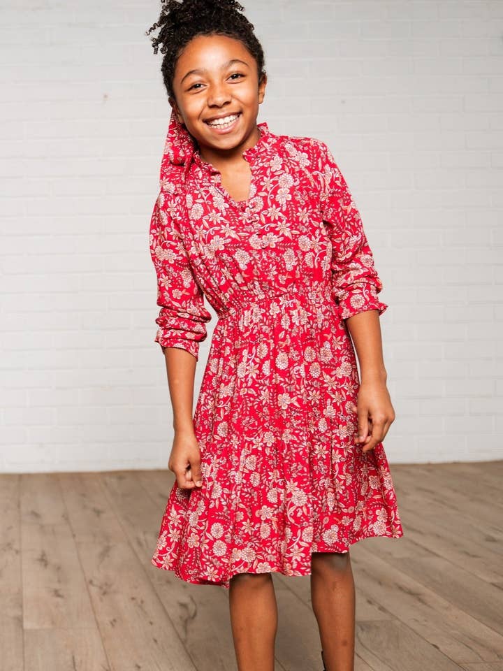 KIDS Sienna Dress - red forest for wholesale by Roma Label