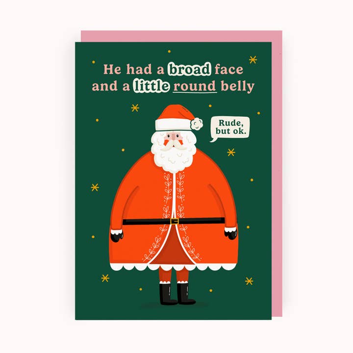 Rude Santa Funny Christmas Card - Joke Christmas Card for wholesale by Abbie Imagine