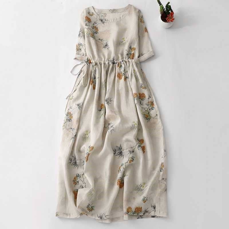 PRINTING Floral Print Cinched Waist Knee-Length Dress for wholesale on Faire1