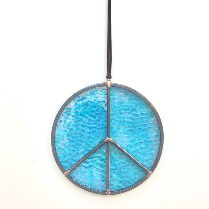 Stained Glass Peace Cosmic Blue Iridescent for wholesale by Colin Adrian Glass