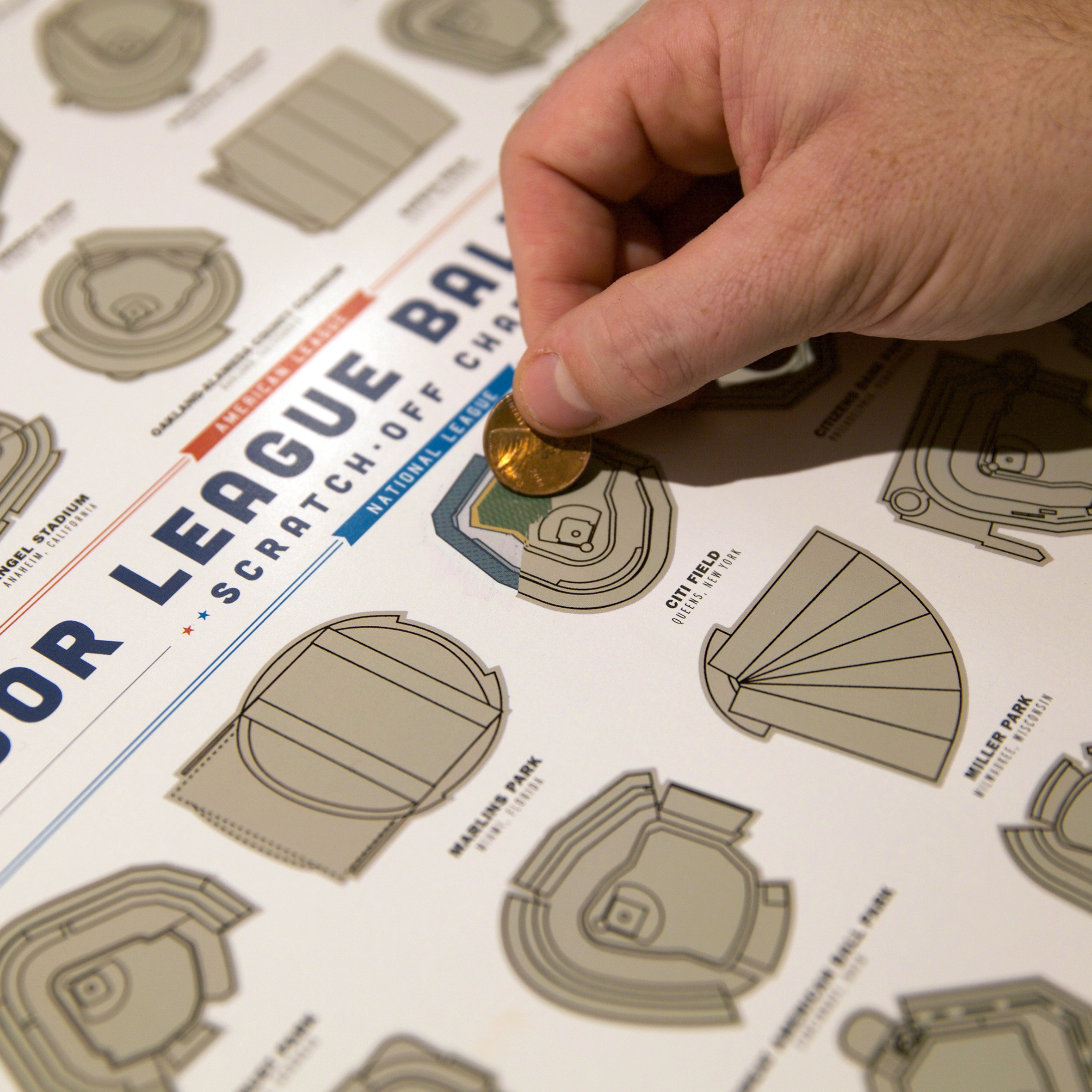 Pop Chart - Wholesale Art Print - Major League Ballparks Scratch-off Chart | 12" x 16" Print4