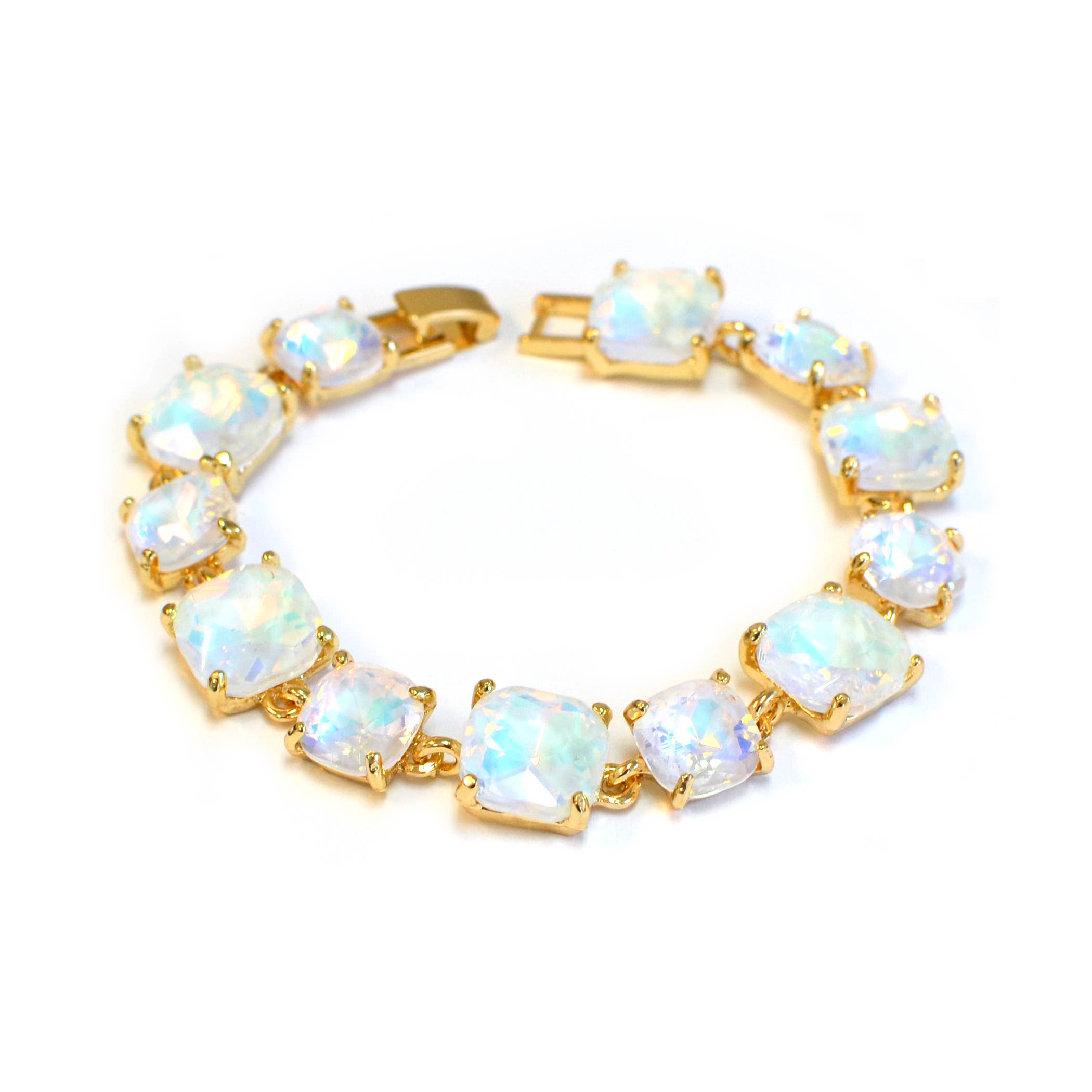 StarryNYC - Wholesale Link & Chain Bracelet - Cushion Cut Glass Crystal Linked Station Bracelet27