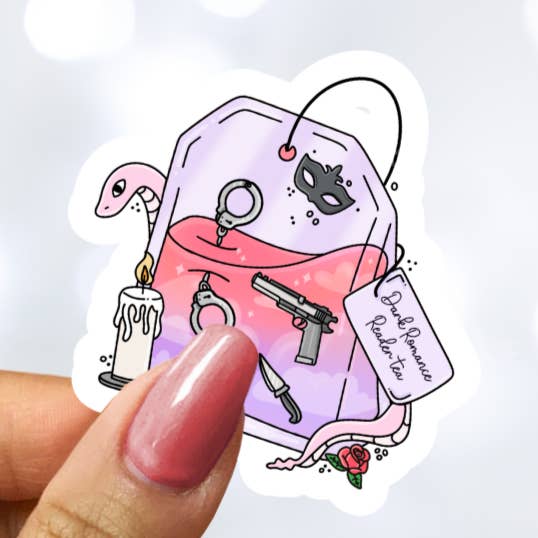 Dark Romance Reader Tea Sticker for wholesale by Awfullynerdy.co