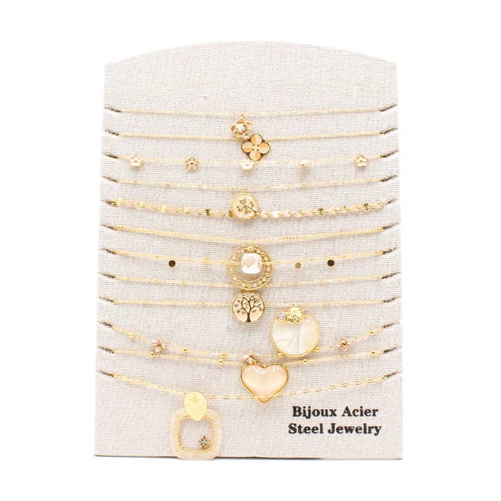 12-pack Halsband i Rostfritt Stål - nude för wholesale av Reference Mode