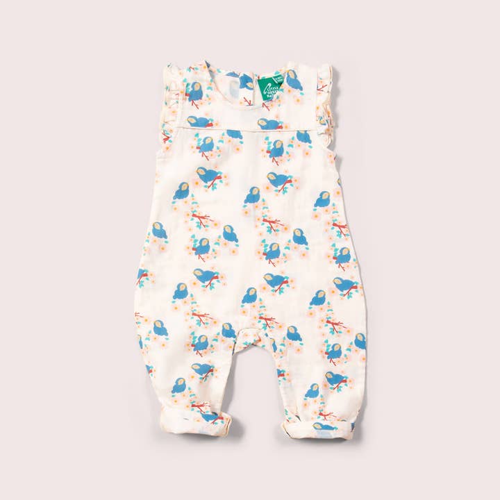 Bluebirds Frill Summer Romper for wholesale by Little Green Radicals
