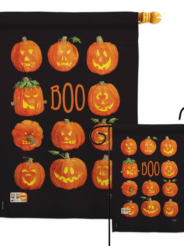 Pumpkins Boo Falltime Halloween Decor Flag for wholesale by Two Group Flag Co