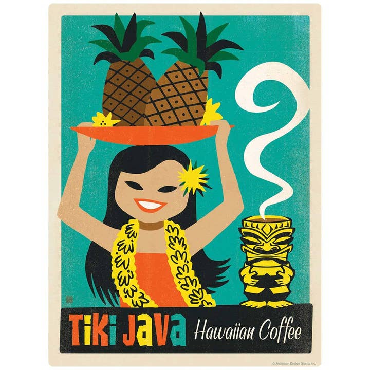 Tiki Java Hawaiian Coffee Wall Decal for wholesale by RetroPlanet