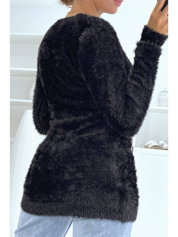 LS GROUP - Vente Pull en maille – femme - Pull noir long doux