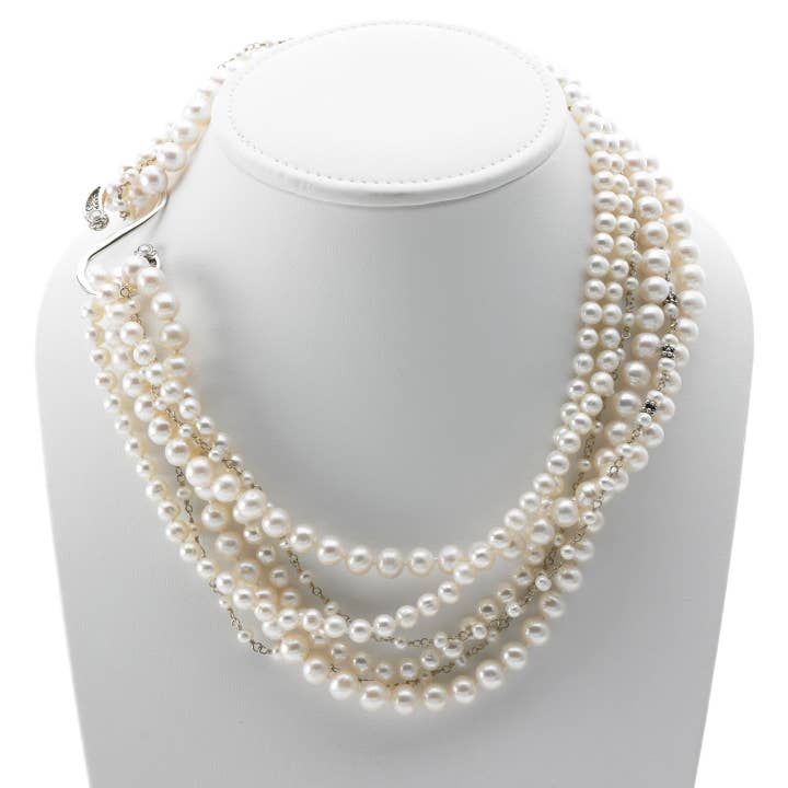 Artknots Madame Butterfly Sterling Silver White Pearl Necklace for wholesale by Cynthia Gale New York