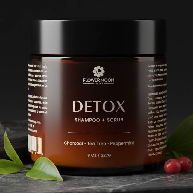 Charcoal, Peppermint, Tea Tree (DETOX) Scalp Scrub & Shampoo for wholesale by Flower Moon Shop