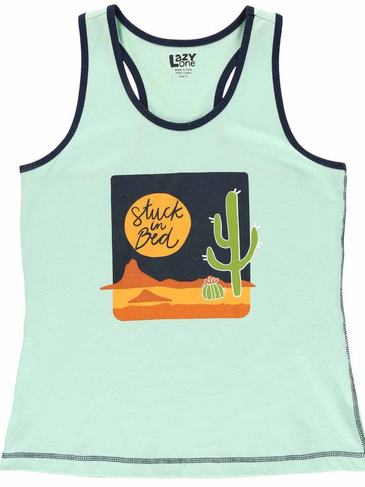 Stuck In Bed Blue Women's PJ Tank for wholesale by Lazy One