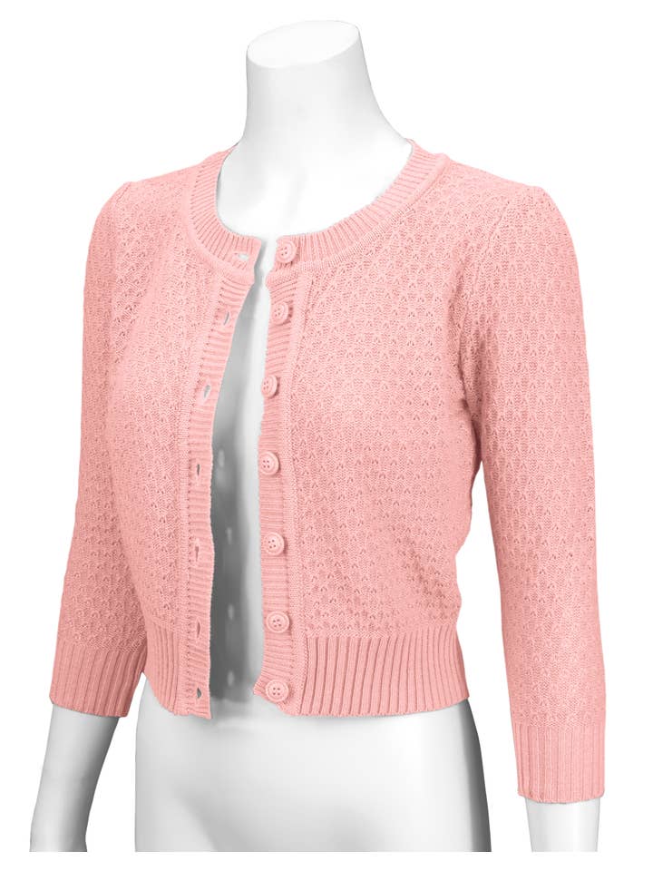 Mak – wholesale Cardigan – Women’s – 3/4 Sleeve Crewneck Knit Plus Size Cardigan Sweater MK3514PL61