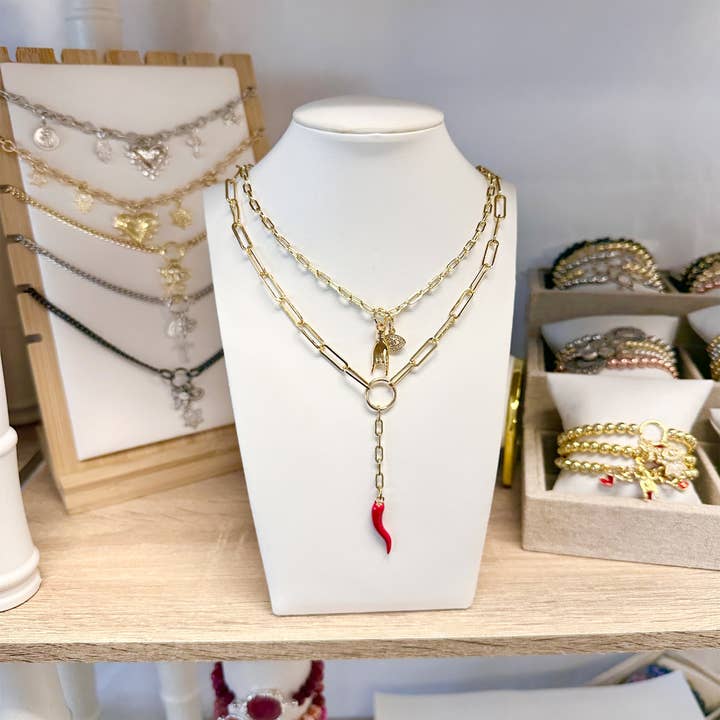 Love, Lisa - Wholesale Pendant/Charm Necklace - Martina Layered Necklace – Italian Horn & Mano Cornuto Amule2