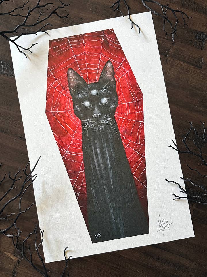 Sargkatzen-Kunstdruck für den Großhandel von Mallory Hart Art