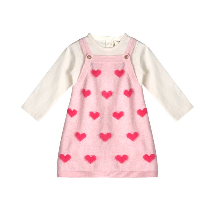 Fuzzy Hearts 3D Tunika Baby Strikkjolesæt (Økologisk) for engroshandel hos Viverano Organics