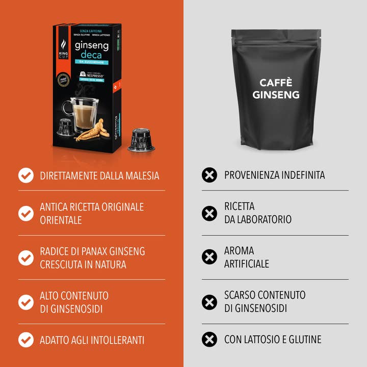 KING CUP - Venta al por mayor Café instantáneo/expreso - Ginseng Deca para ser azucarado - cápsulas Nespresso